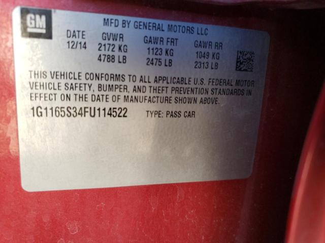 Photo 10 from auction – 2015 CHEVROLET IMPALA LTZ with VIN 1G1165S34FU114522
