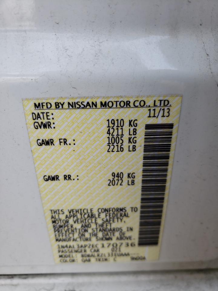 Photo 10 from auction – 2014 NISSAN ALTIMA 2.5 with VIN 1N4AL3AP2EC170736
