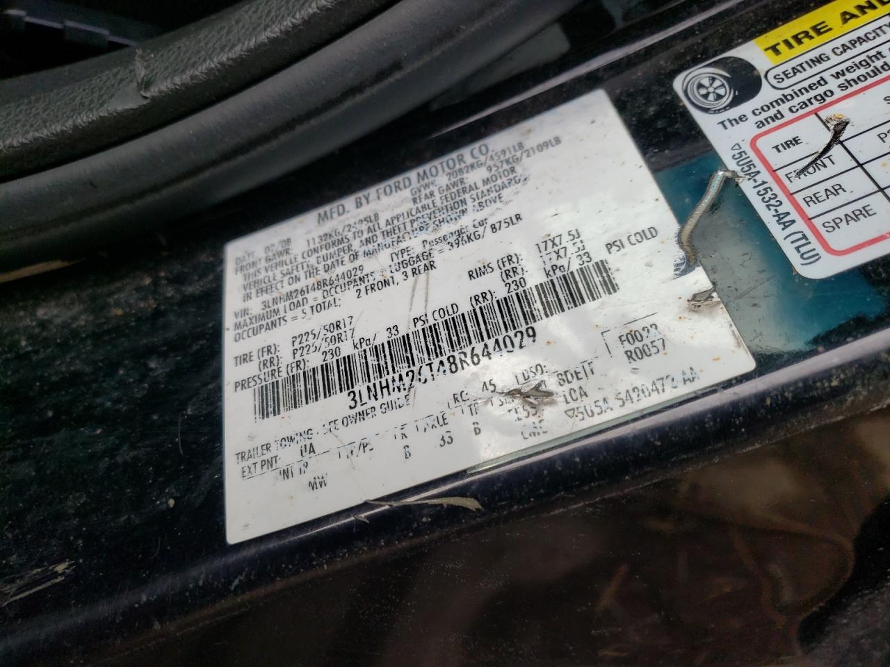 Photo 10 from auction – 2008 LINCOLN MKZ with VIN 3LNHM26T48R644029