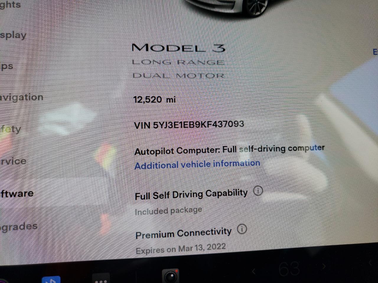 Photo 8 from auction – 2019 TESLA MODEL 3 with VIN 5YJ3E1EB9KF437093