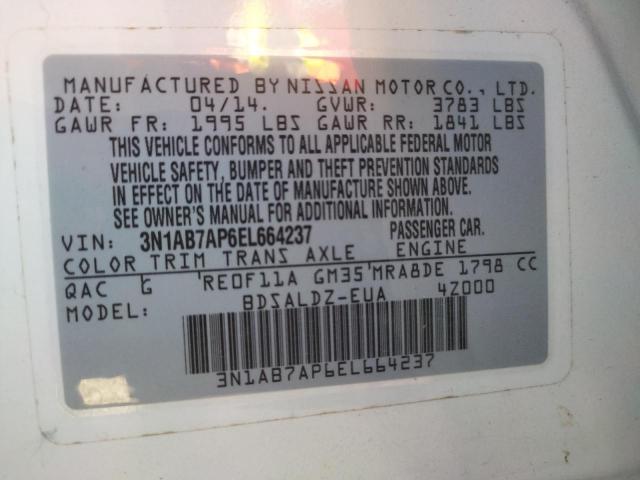 Photo 10 from auction – 2014 NISSAN SENTRA S with VIN 3N1AB7AP6EL664237