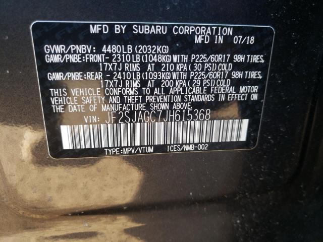 Photo 10 from auction – 2018 SUBARU FORESTER 2 with VIN JF2SJAGC7JH615368