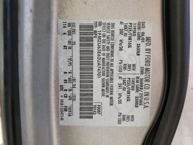 Photo 10 from auction – 2002 FORD EXPLORER X with VIN 1FMZU63E62UA74701