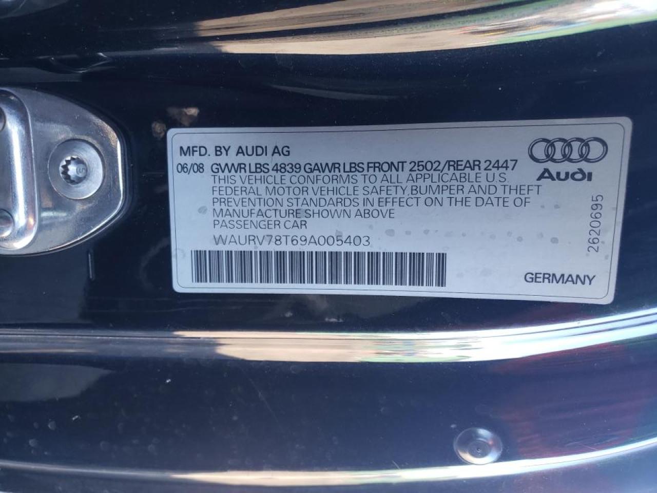 Photo 10 from auction – 2009 AUDI S5 QUATTRO with VIN WAURV78T69A005403