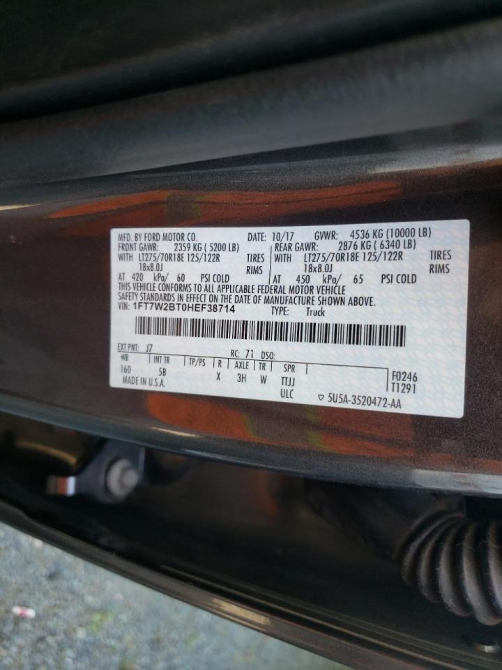 Photo 10 from auction – 2017 FORD F250 SUPER with VIN 1FT7W2BT0HEF38714