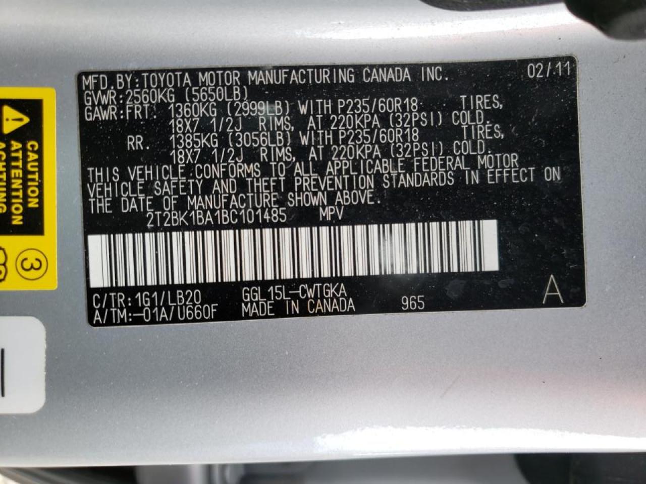 Photo 10 from auction – 2011 LEXUS RX 350 with VIN 2T2BK1BA1BC101485
