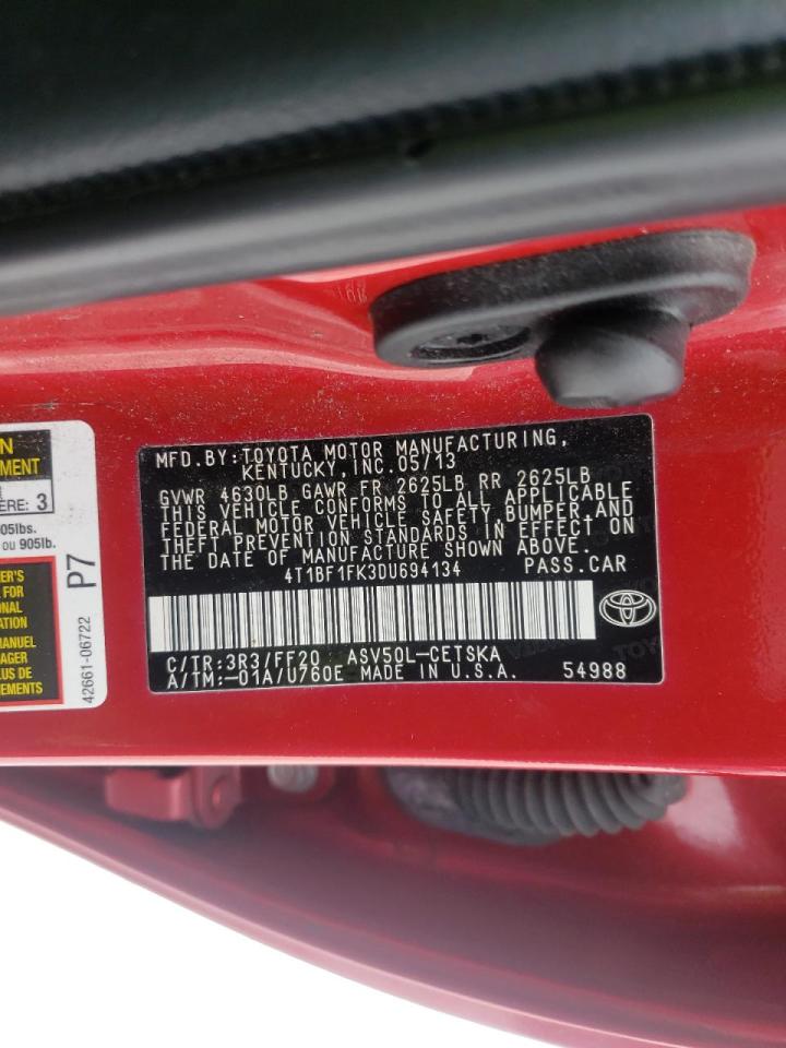 Photo 10 from auction – 2013 TOYOTA CAMRY with VIN 4T1BF1FK3DU694134