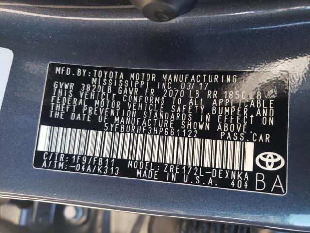 Photo 10 from auction – 2017 TOYOTA COROLLA L with VIN 5YFBURHE3HP661122