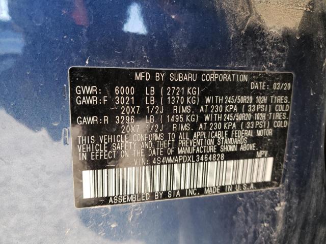 Photo 10 from auction – 2020 SUBARU ASCENT LIM with VIN 4S4WMAPDXL3464828
