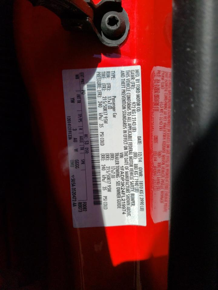 Photo 10 from auction – 2015 FORD FOCUS SE with VIN 1FADP3K24FL219974