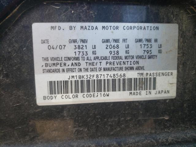 Photo 10 from auction – 2007 MAZDA 3 with VIN JM1BK32F871748568