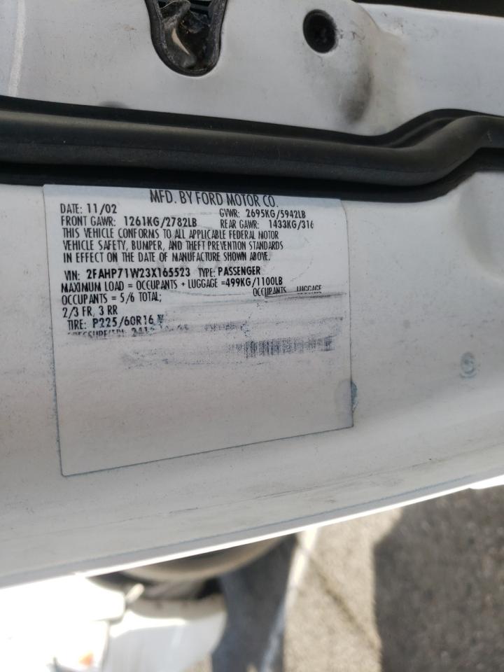 Photo 10 from auction – 2003 FORD CROWN VICT with VIN 2FAHP71W23X165523