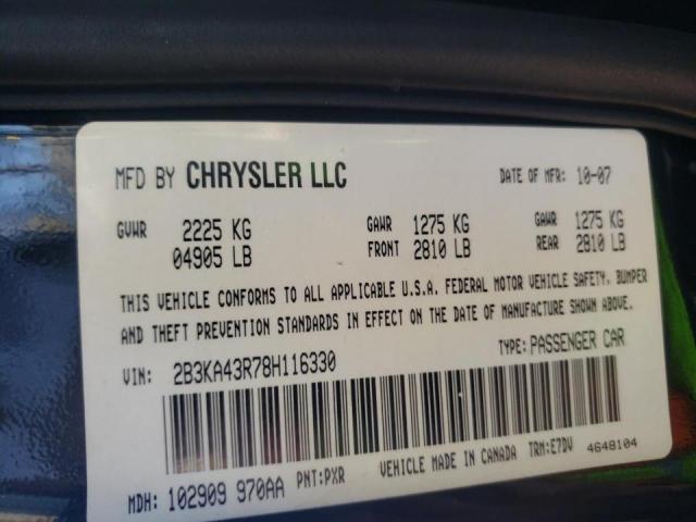 Photo 10 from auction – 2008 DODGE CHARGER with VIN 2B3KA43R78H116330