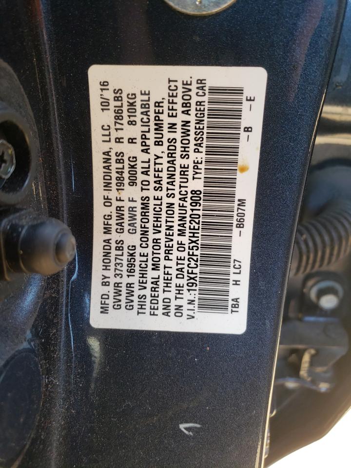 Photo 10 from auction – 2017 HONDA CIVIC LX with VIN 19XFC2F5XHE201908
