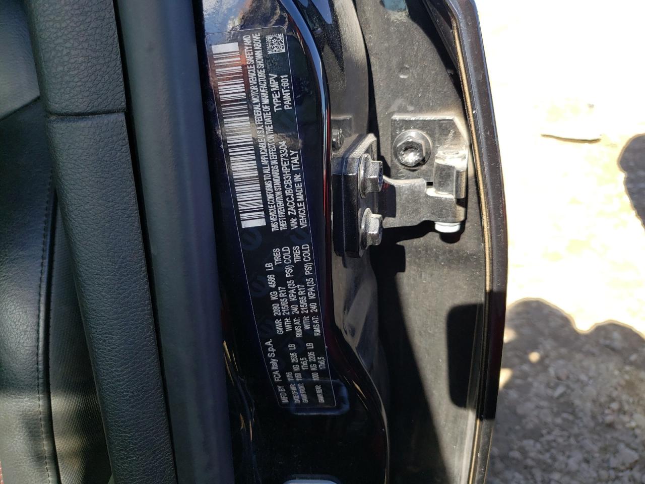 Photo 10 from auction – 2017 JEEP RENEGADE T with VIN ZACCJBCB3HPE73304
