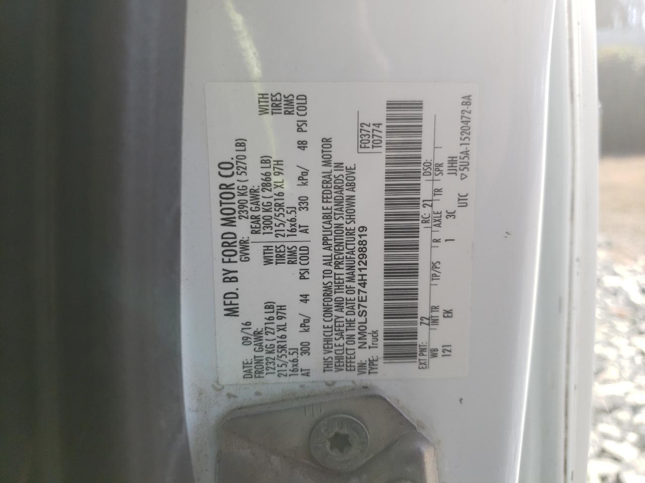 Photo 10 from auction – 2017 FORD TRANSIT CO with VIN NM0LS7E74H1298819