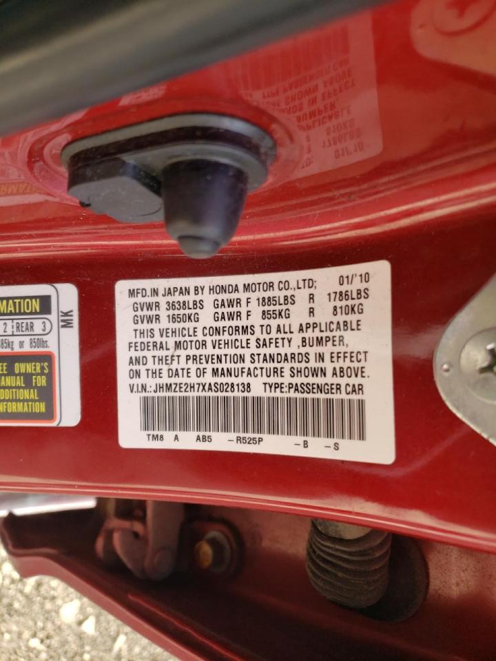 Photo 10 from auction – 2010 HONDA INSIGHT EX with VIN JHMZE2H7XAS028138