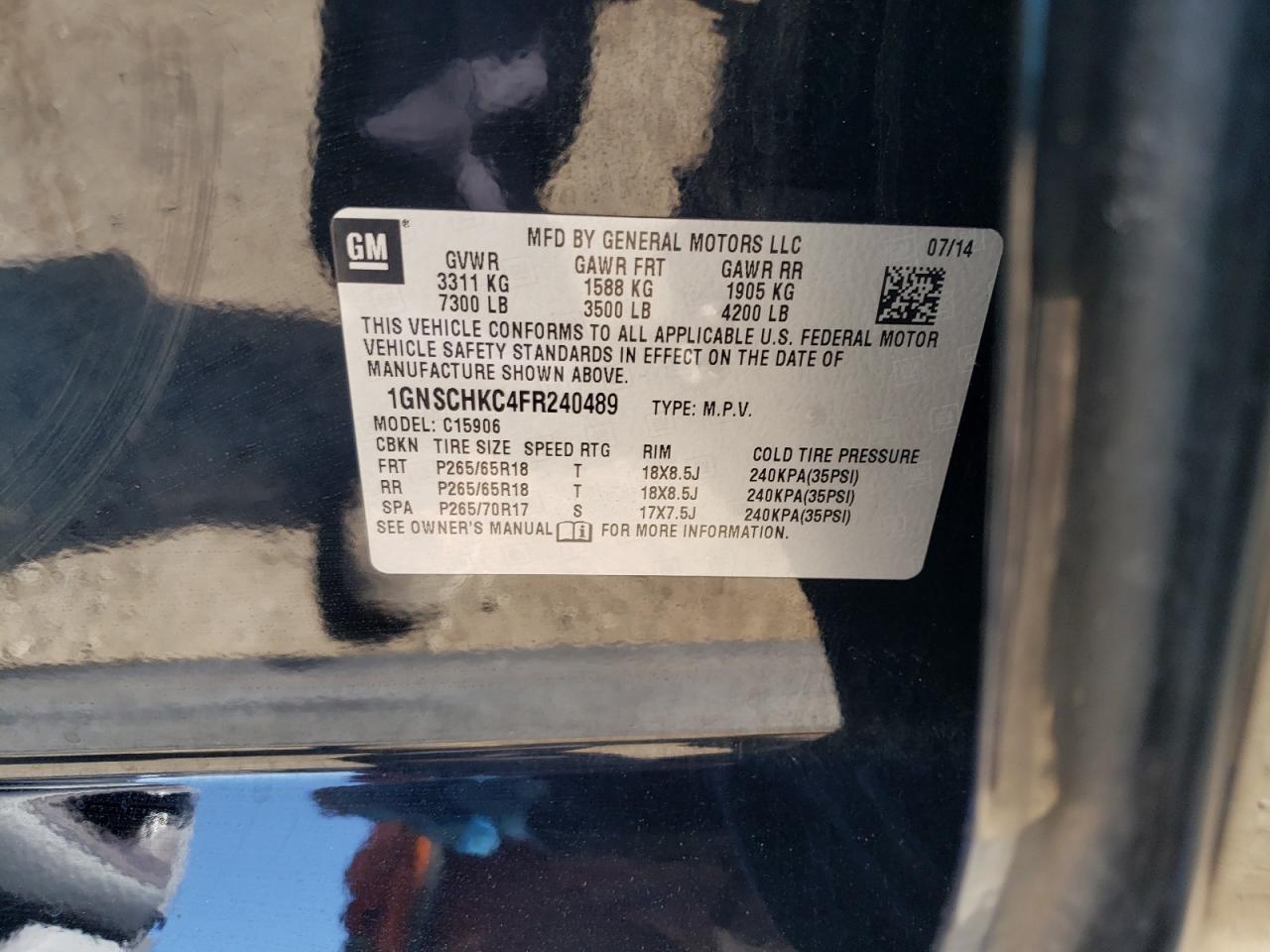 Photo 10 from auction – 2015 CHEVROLET SUBURBAN C with VIN 1GNSCHKC4FR240489