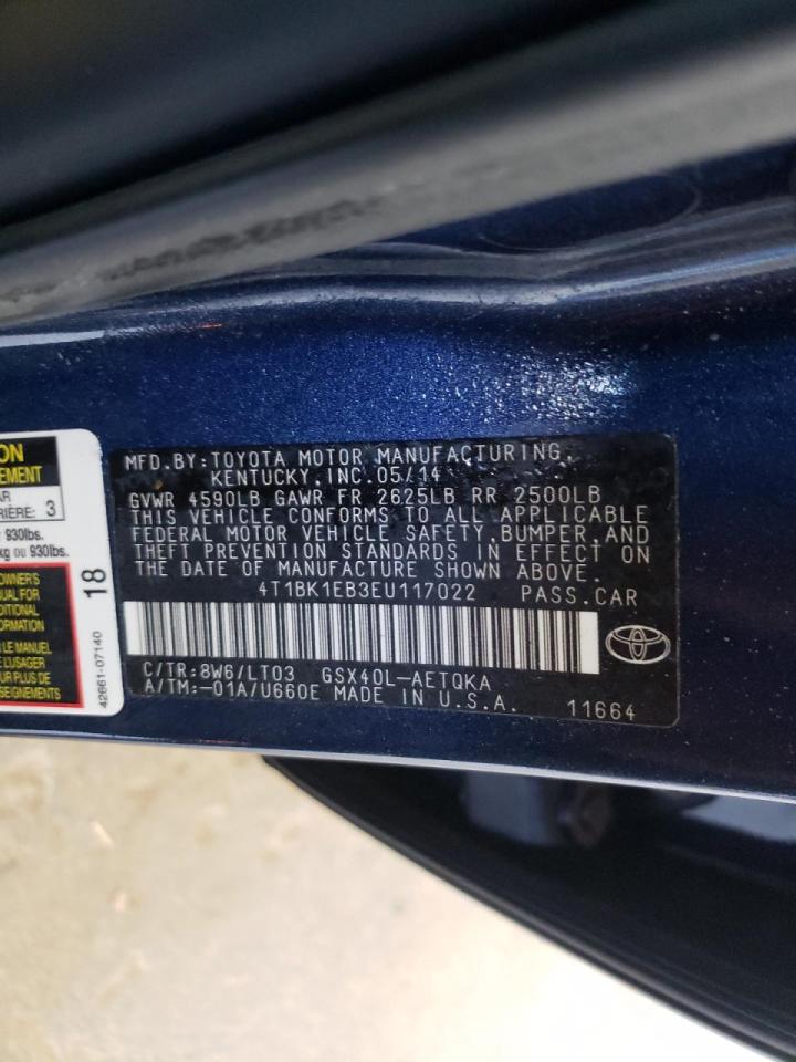 Photo 10 from auction – 2014 TOYOTA AVALON BAS with VIN 4T1BK1EB3EU117022