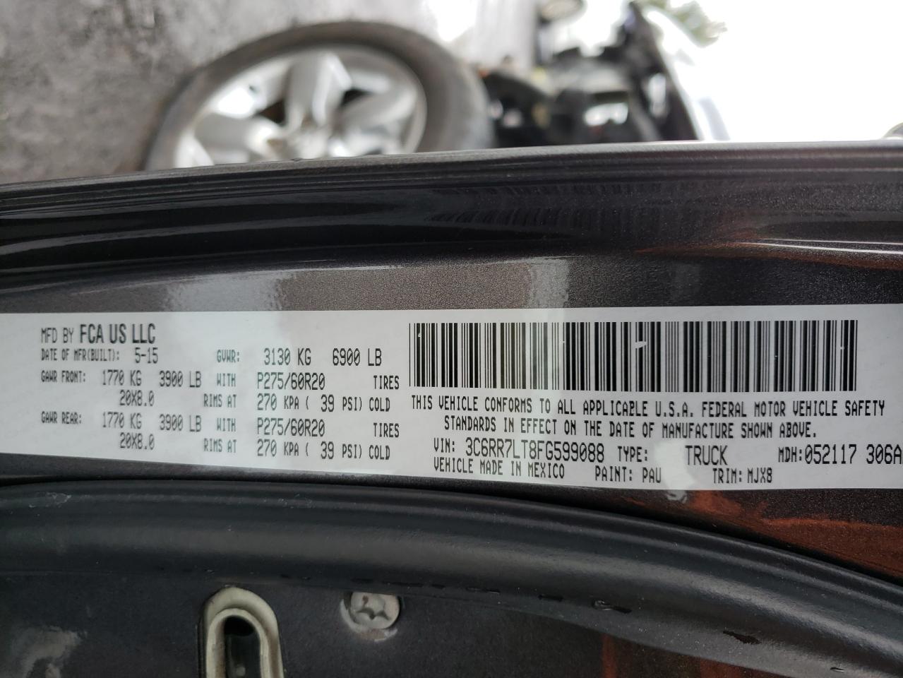 Photo 10 from auction – 2015 RAM 1500 SLT with VIN 3C6RR7LT8FG599088