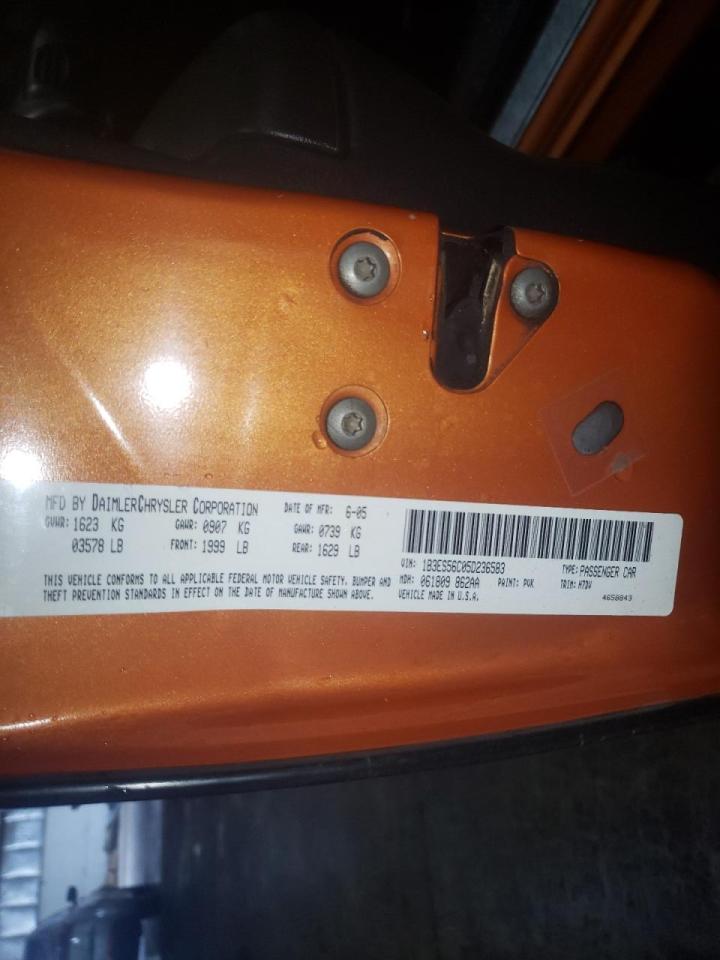 Photo 10 from auction – 2005 DODGE NEON SXT with VIN 1B3ES56C05D236583