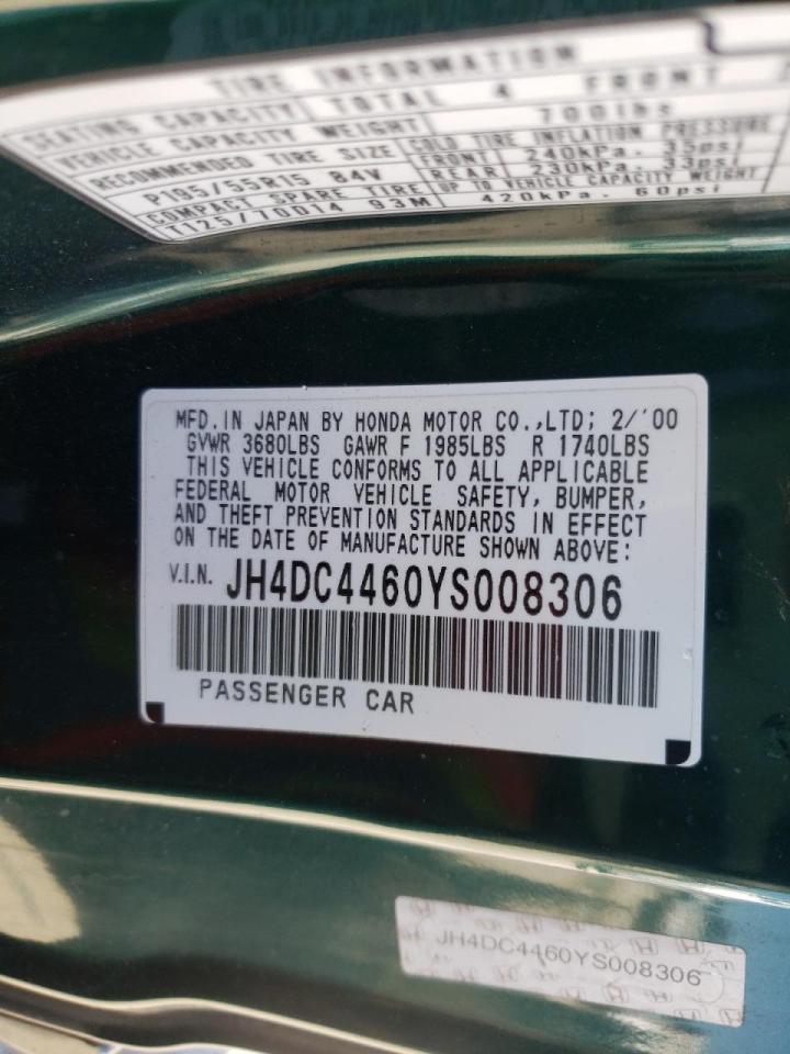Photo 10 from auction – 2000 ACURA INTEGRA GS with VIN JH4DC4460YS008306
