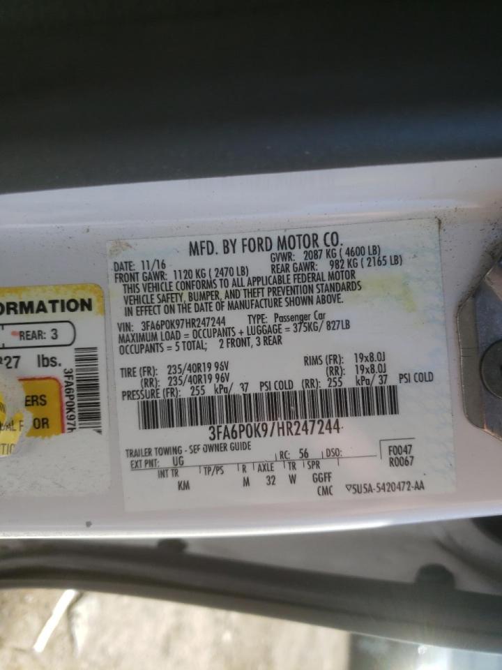 Photo 10 from auction – 2017 FORD FUSION TIT with VIN 3FA6P0K97HR247244