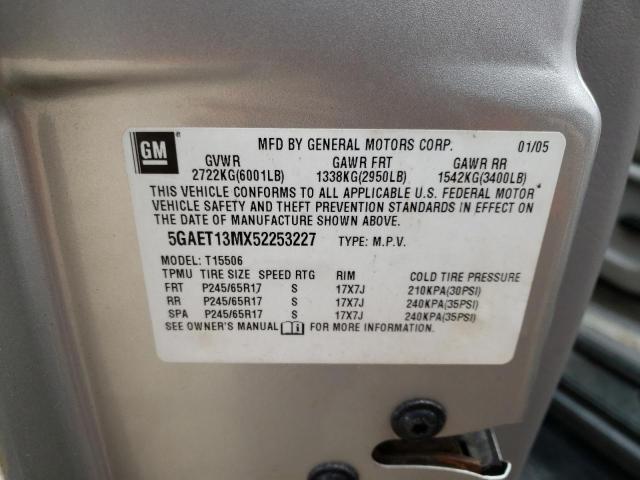 Photo 10 from auction – 2005 BUICK RAINIER CX with VIN 5GAET13MX52253227