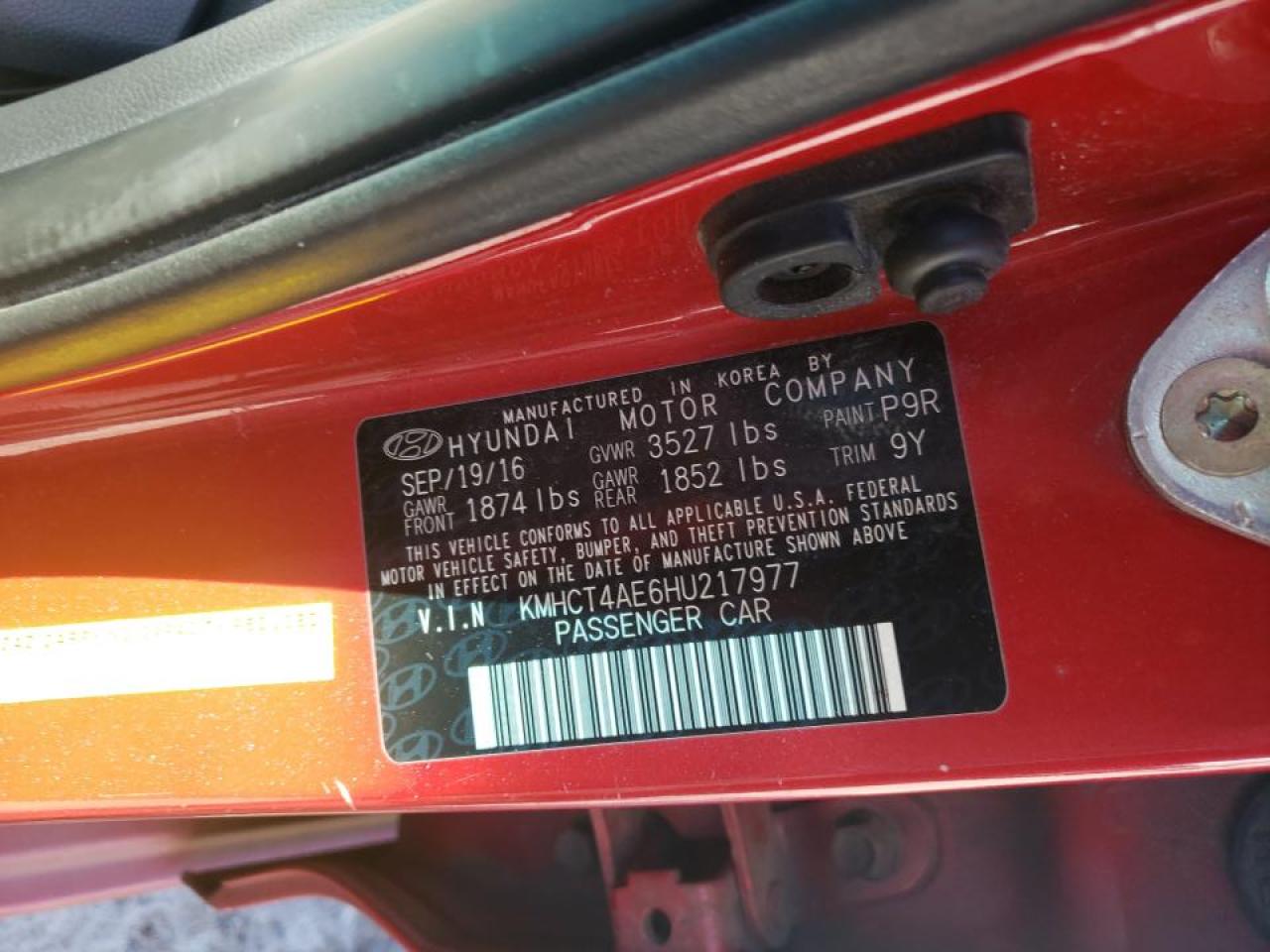 Photo 10 from auction – 2017 HYUNDAI ACCENT SE with VIN KMHCT4AE6HU217977