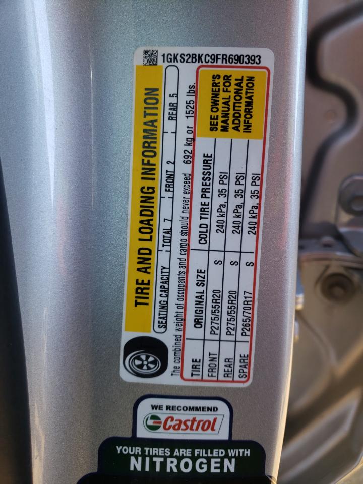 Photo 10 from auction – 2015 GMC YUKON SLT with VIN 1GKS2BKC9FR690393