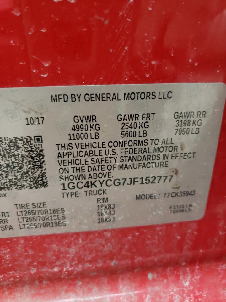 Photo 10 from auction – 2018 CHEVROLET SILVERADO with VIN 1GC4KYCG7JF152777