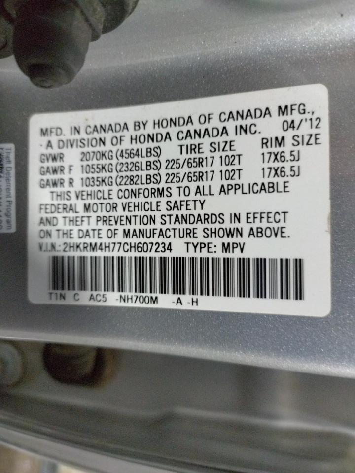 Photo 10 from auction – 2012 HONDA CR-V EXL with VIN 2HKRM4H77CH607234