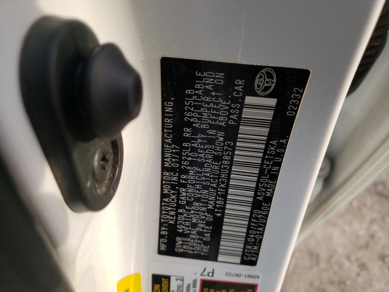 Photo 10 from auction – 2017 TOYOTA CAMRY LE with VIN 4T1BF1FK3HU388573