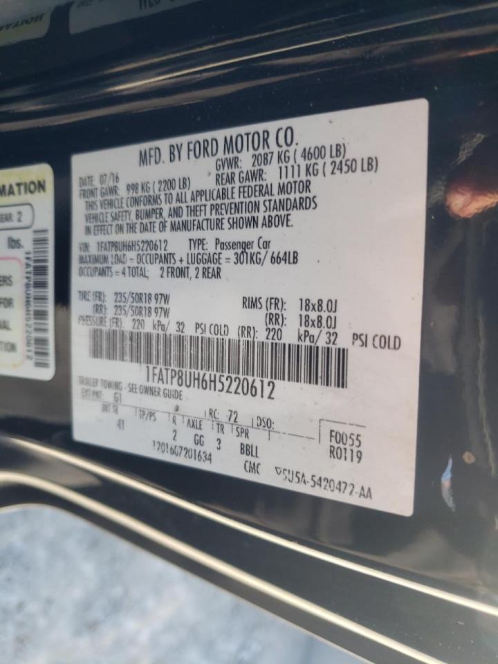 Photo 10 from auction – 2017 FORD MUSTANG with VIN 1FATP8UH6H5220612