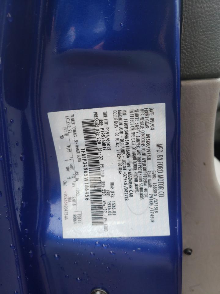 Photo 10 from auction – 2005 FORD FOCUS ZX4 with VIN 1FAFP34N65W186456