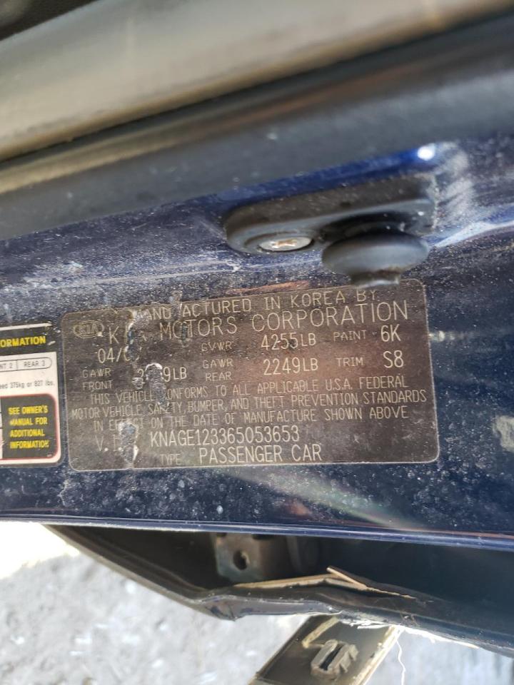 Photo 10 from auction – 2006 KIA OPTIMA LX with VIN KNAGE123365053653