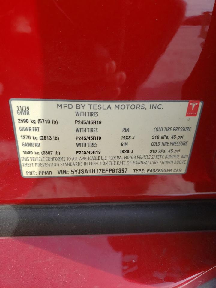 Photo 10 from auction – 2014 TESLA MODEL S with VIN 5YJSA1H17EFP61397