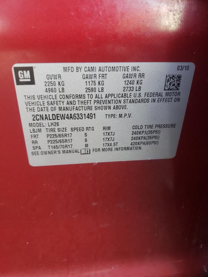 Photo 10 from auction – 2010 CHEVROLET EQUINOX LT with VIN 2CNALDEW4A6331491