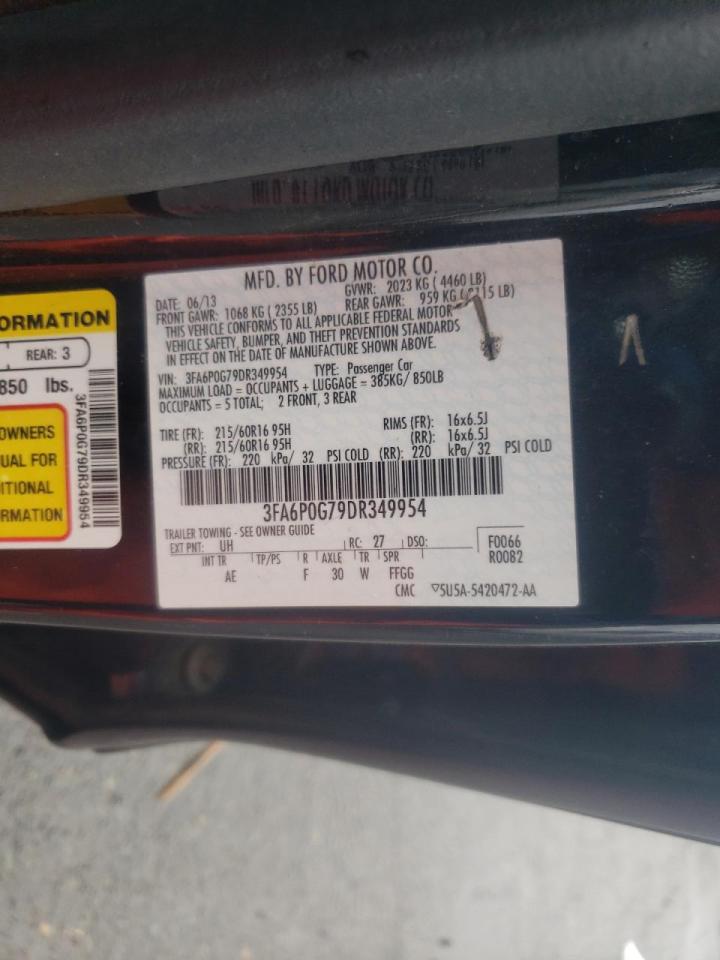 Photo 10 from auction – 2013 FORD FUSION S with VIN 3FA6P0G79DR349954