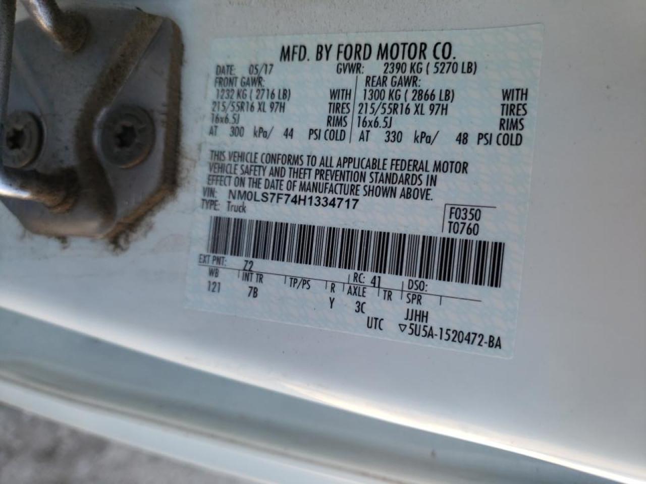 Photo 10 from auction – 2017 FORD TRANSIT CO with VIN NM0LS7F74H1334717