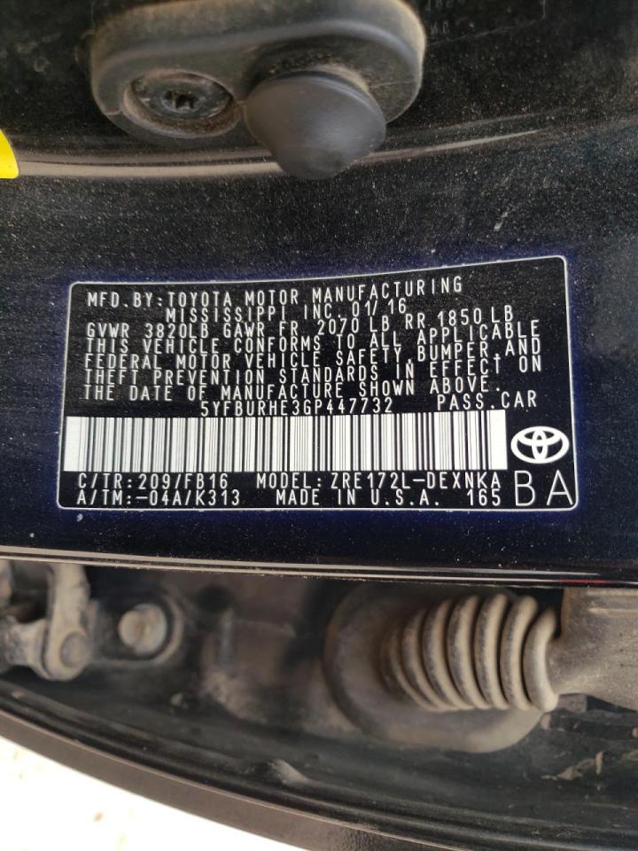 Photo 10 from auction – 2016 TOYOTA COROLLA L with VIN 5YFBURHE3GP447732