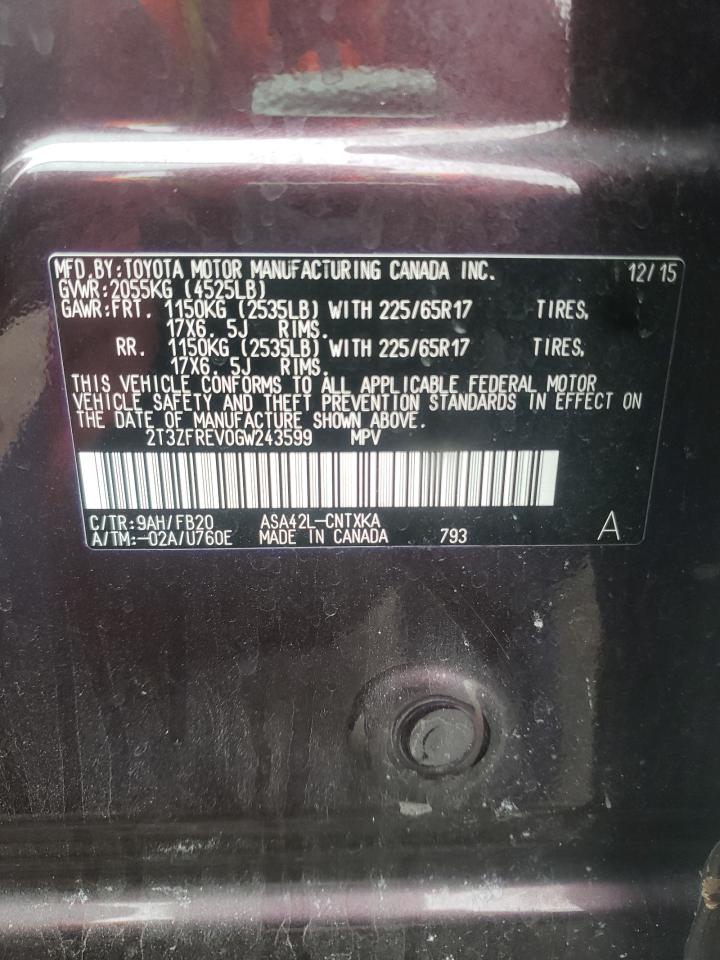 Photo 10 from auction – 2016 TOYOTA RAV4 LE with VIN 2T3ZFREV0GW243599