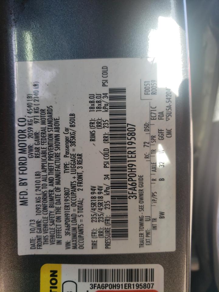 Photo 10 from auction – 2014 FORD FUSION SE with VIN 3FA6P0H91ER195807