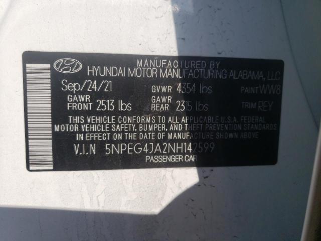 Photo 10 from auction – 2022 HYUNDAI SONATA SE with VIN 5NPEG4JA2NH142599