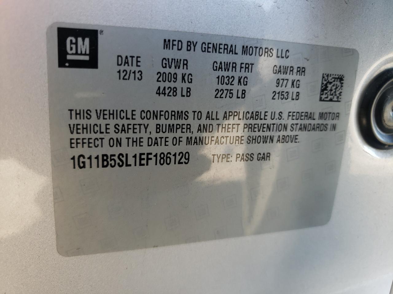 Photo 10 from auction – 2014 CHEVROLET MALIBU LS with VIN 1G11B5SL1EF186129