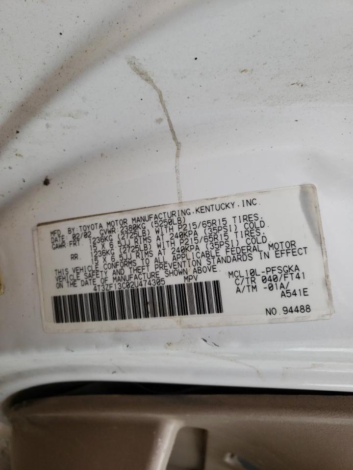 Photo 10 from auction – 2002 TOYOTA SIENNA LE with VIN 4T3ZF13C02U474305