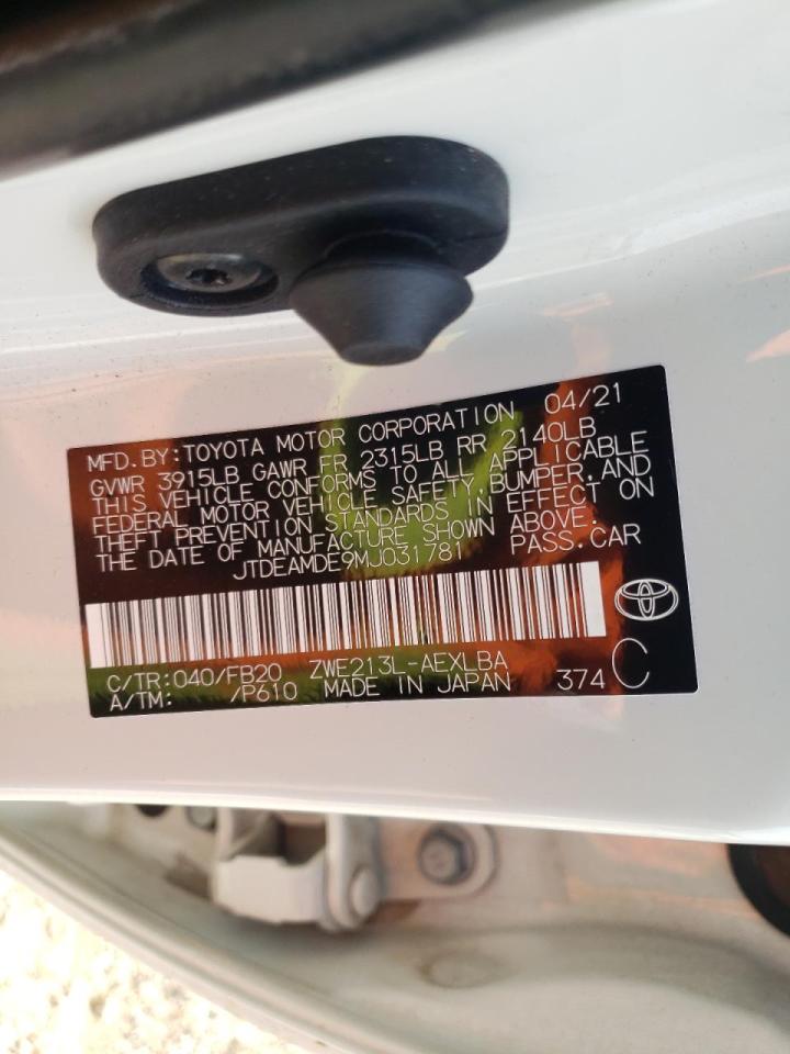 Photo 10 from auction – 2021 TOYOTA COROLLA LE with VIN JTDEAMDE9MJ031781