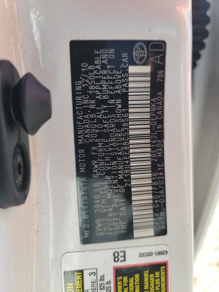 Photo 10 from auction – 2011 TOYOTA COROLLA BA with VIN 2T1BU4EE8BC538561