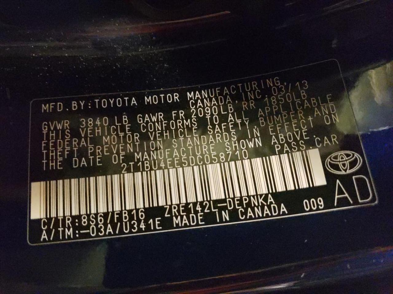 Photo 10 from auction – 2013 TOYOTA COROLLA BA with VIN 2T1BU4EE5DC058710