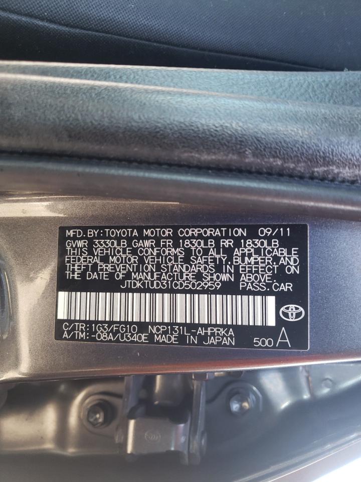 Photo 10 from auction – 2012 TOYOTA YARIS with VIN JTDKTUD31CD502959